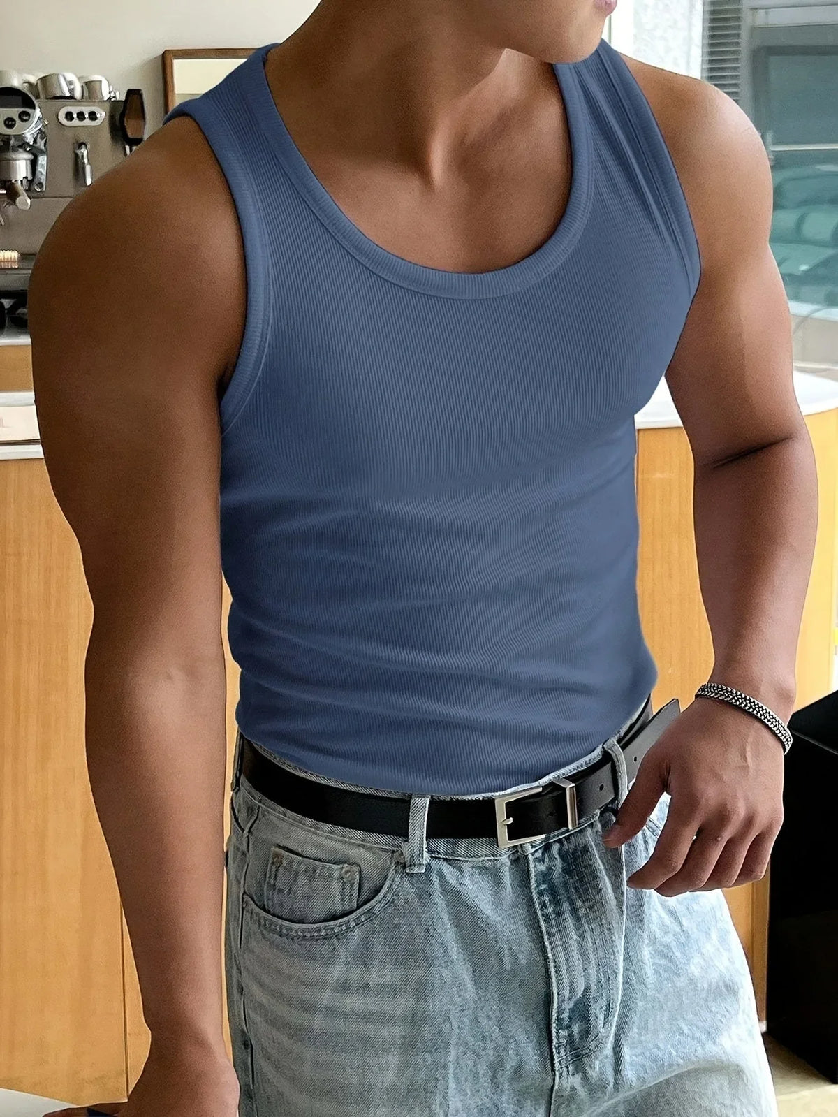 Tank Top | Slim Fit Ribbed | Sleeveless Round Neck