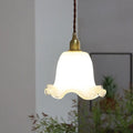 Pendant Light | Brass & Floral Glass Shade | 200 cm Cable