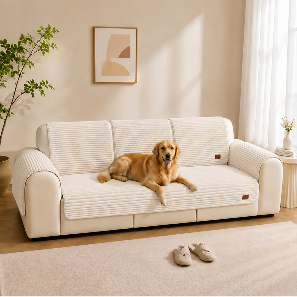 Sofa Cover | Plush Striped & Non-Slip | Machine Washable