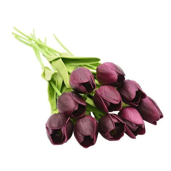 Artificial Tulip Stems | Realistic Silk-Like Blooms | Set of 10