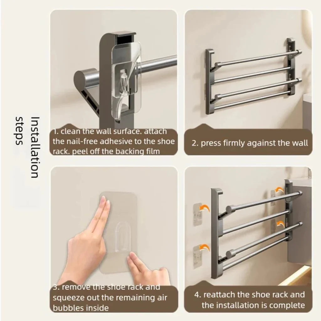 Shoe Rack | Wall-Mounted & Integrated Drainage | Mounting Hardware Included
