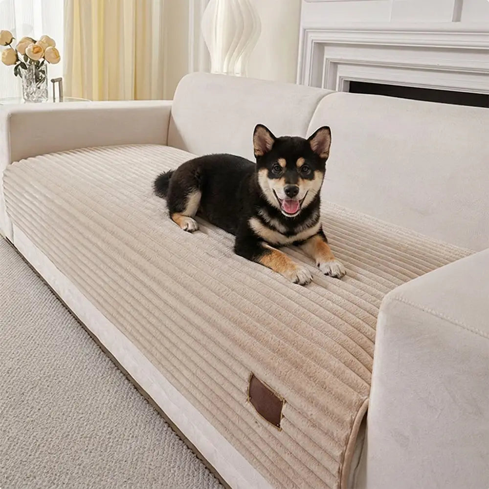 Sofa Cover | Plush Striped & Non-Slip | Machine Washable