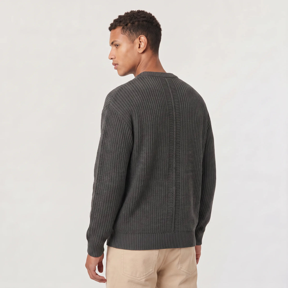 Men’s Sweater | Knitted Crew Neck & Rib-Knit Trim | Regular Fit