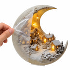Winter Village Display | Acrylic Crescent Moon Design | 20 × 17 cm