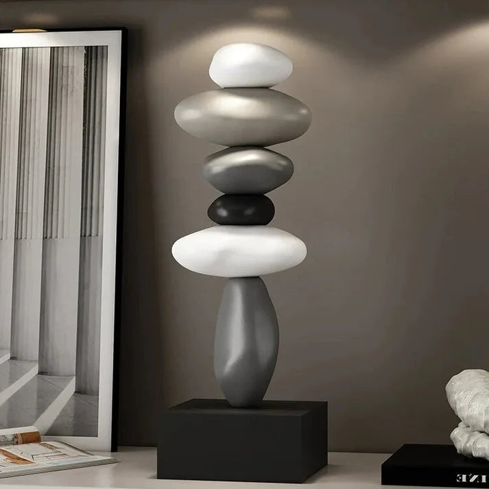 Stacked Stone Sculpture | Natural Stone Finish & Fine Modern Base