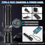 Tactical Flashlight | Ultra-Bright 100,000 Lumens & Power Bank