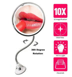 Lighted Makeup Mirror | 10x Magnification & LED | Suction-Cup Mount