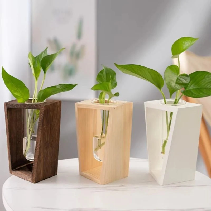 Flower Vase | Tubular Wooden Stand