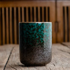 Ceramic Tea Cup | Japanese Handleless Crackle Glaze