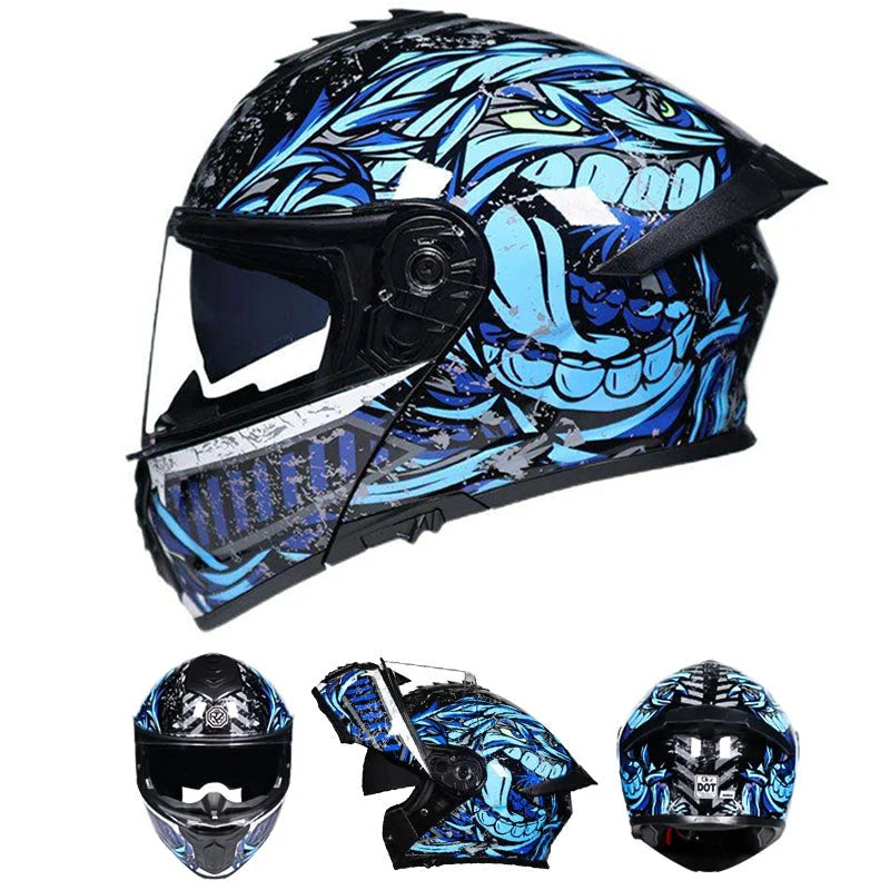 Motorcycle Helmet | Modular Flip-Up Dual Lens | DOT & ECE Certified
