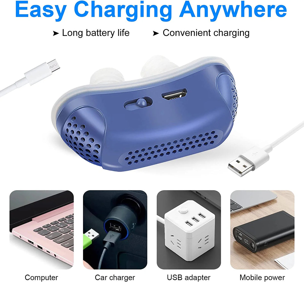 Maskless CPAP | USB-Rechargeable Silicone Nasal Cones