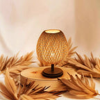 Bedside Lamp | Handwoven Rattan & Solid Wood | 1.8 m Cable