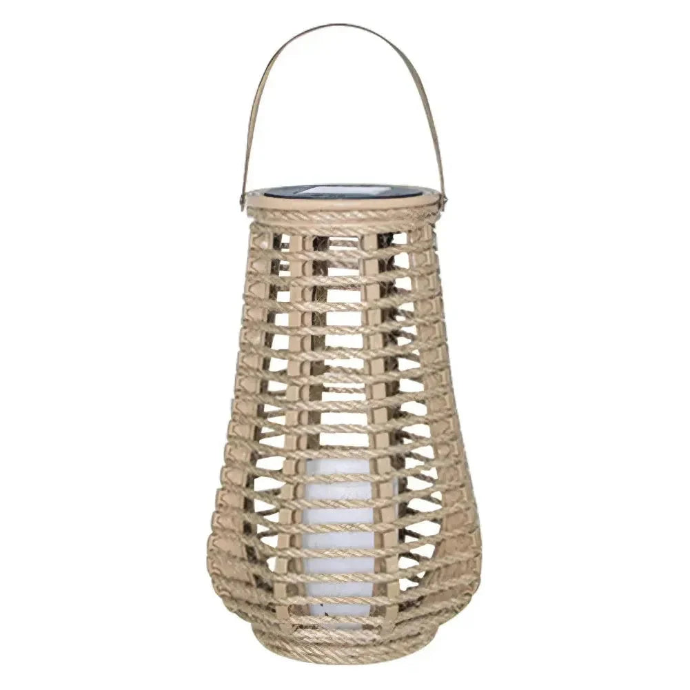 Outdoor Solar Lantern | Handwoven Rattan & Bamboo Waterproof IP44
