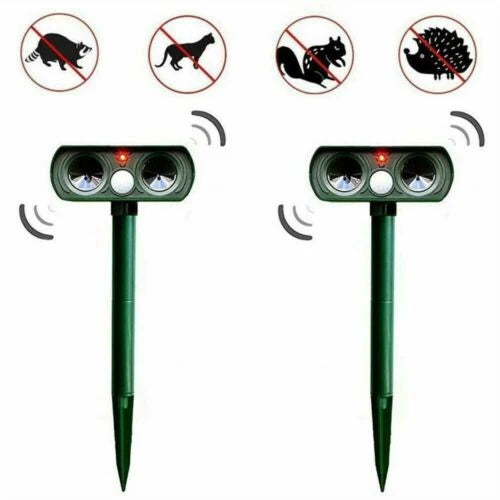 Animal Repeller | Solar-Powered Ultrasonic & Motion-Activated | 30 ft Detection Range