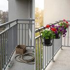 Balcony Plant Pot Holder | No-Drill Hook-On & Open-Grid Drainage | Set of 3