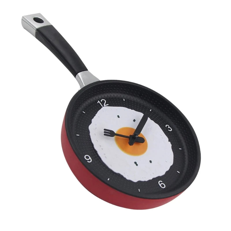 Wall Clock | Frying Pan & Fried Egg | Easy-To-Read Numbers