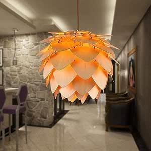 Pendant Lamp | Handcrafted Pine Wood Veneer & Dimmable LED Compatible | Diameter 38/45/68 cm