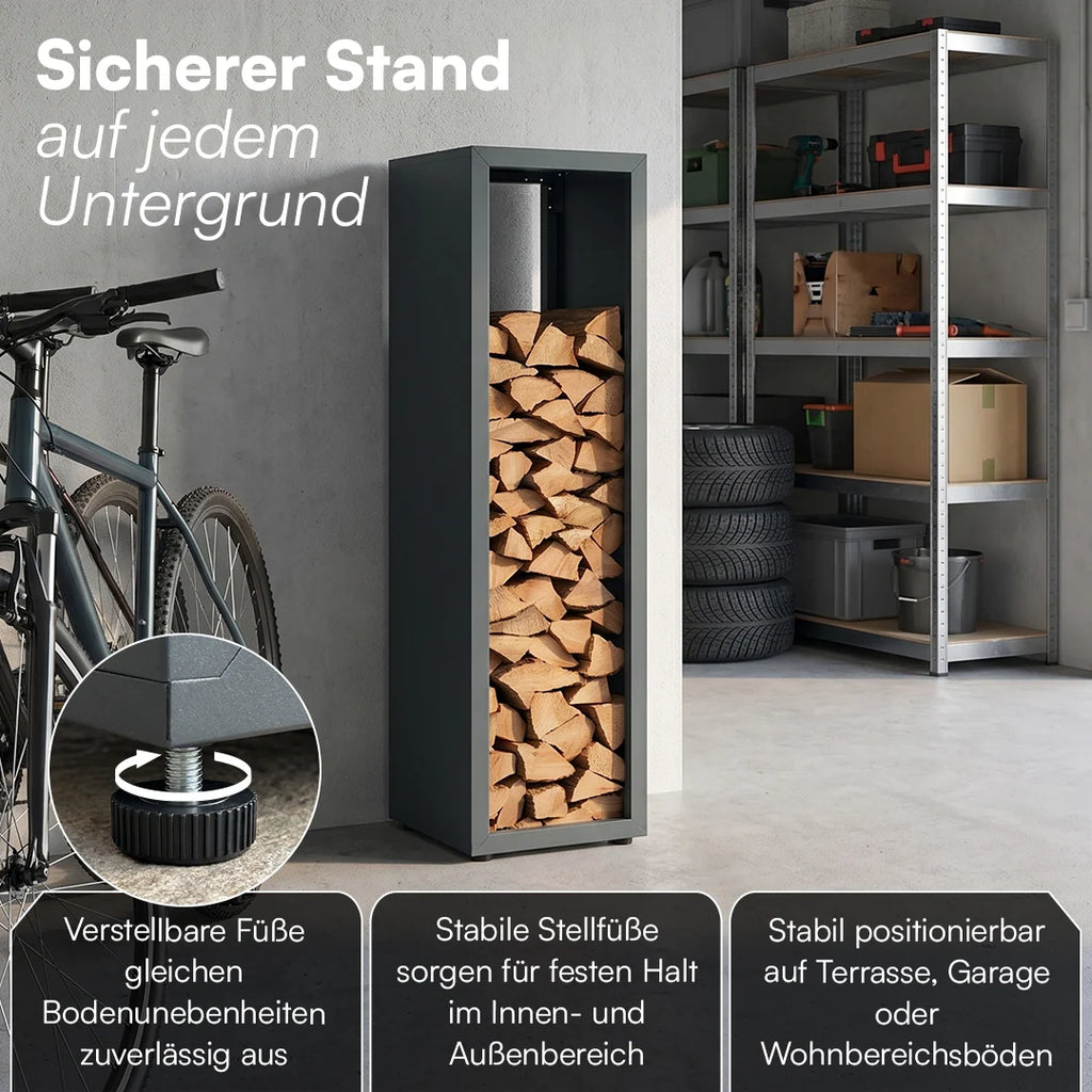 Firewood Rack | Weather-Resistant Galvanized Steel | Adjustable Feet