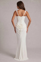 Maxi Dress | Boned Corset Bodice & Draped Lyocell Skirt | Adjustable Straps