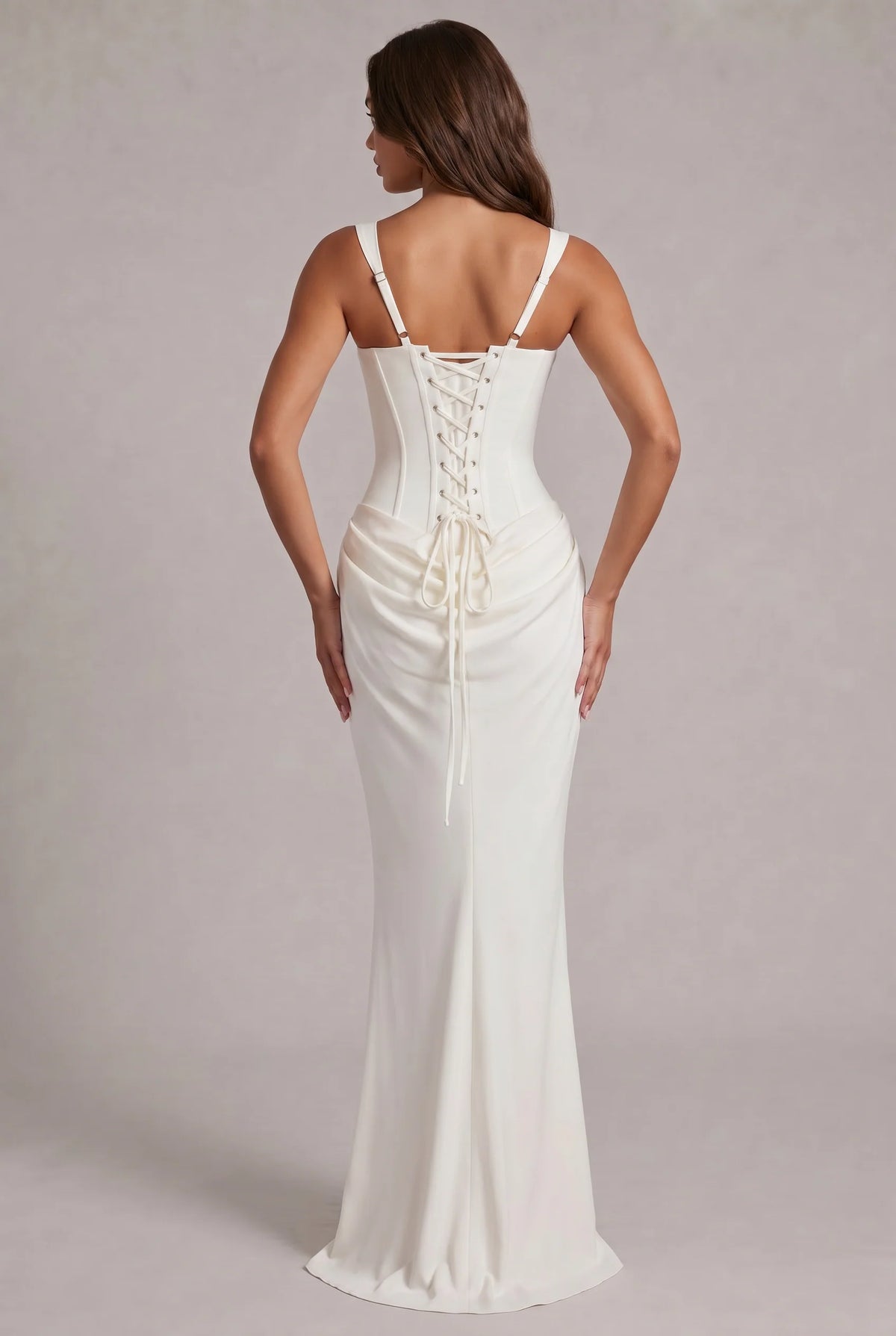 Maxi Dress | Boned Corset Bodice & Draped Lyocell Skirt | Adjustable Straps