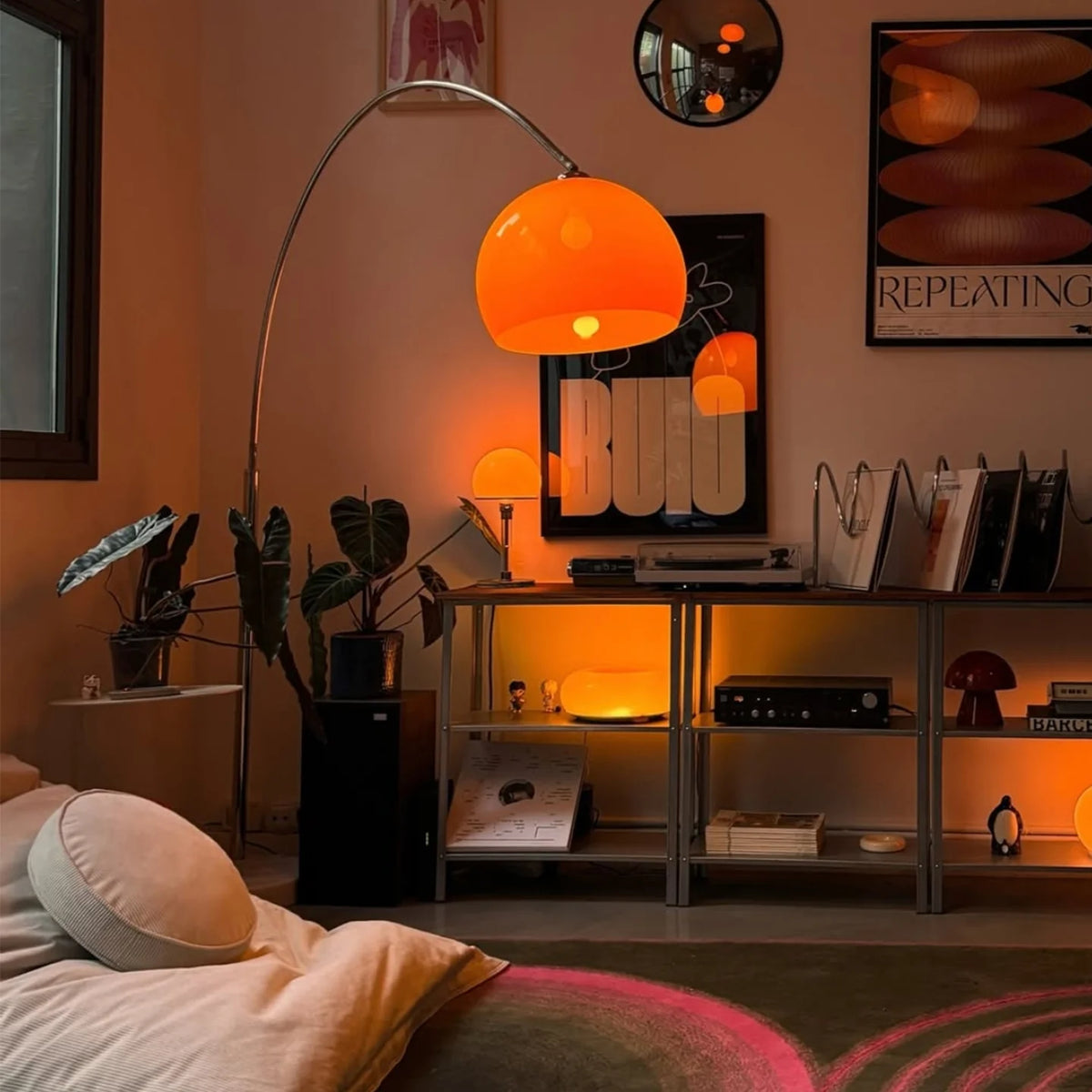 Floor Lamp | Curved Arc & Adjustable Height | Warm Ambient Light