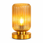 Table Lamp | Vintage Ribbed Glass & Gold Base