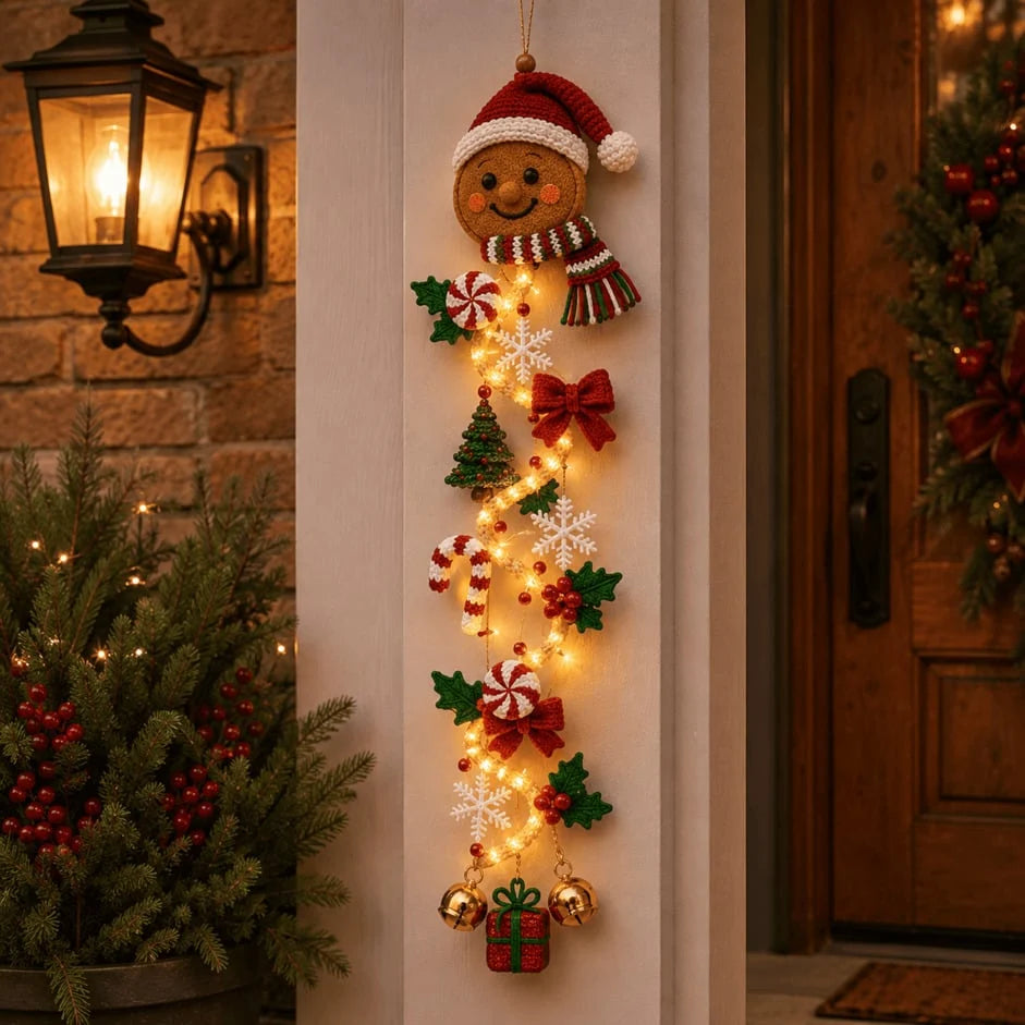 Christmas Door Hanger | Warm White Lights & Cordless | 70 cm