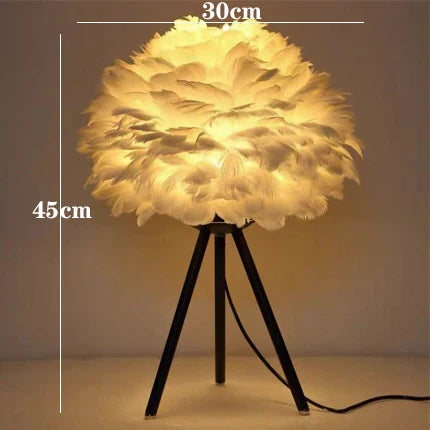 Table Lamp | Feather Design & Soft Diffused Glow
