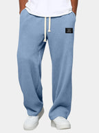 Men's Pants | Waffle-Knit Wide-Leg | Elastic Drawstring Waist