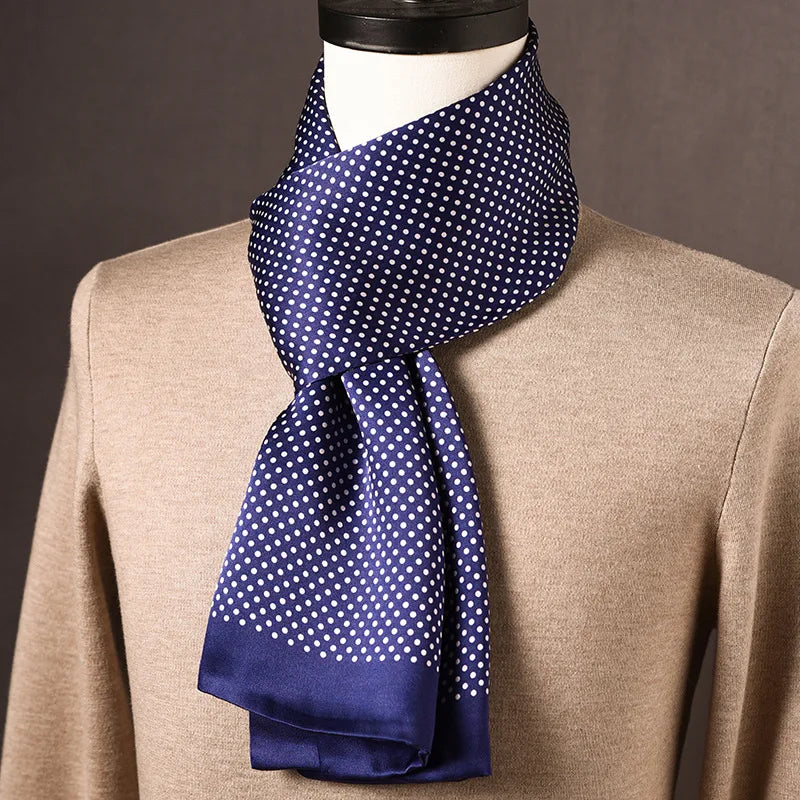Silk Scarf | 100% Mulberry Silk Polka Dot Double-Layered | 160 x 25 cm