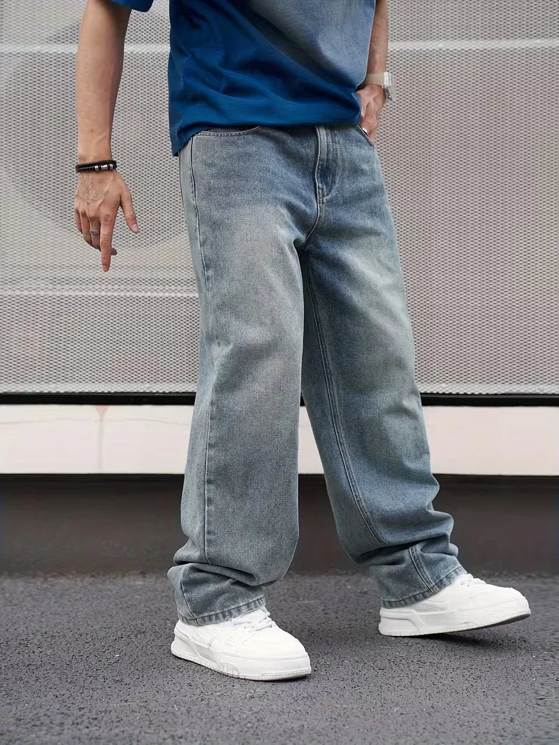 Men’s Jeans | Loose Fit & Wide Leg | Vintage Blue Wash