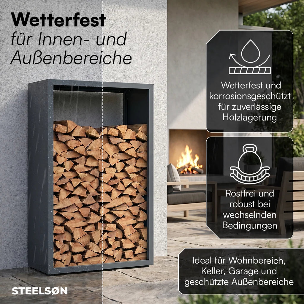 Firewood Rack | Weather-Resistant Galvanized Steel | Adjustable Feet