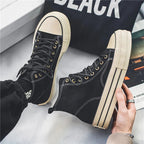 High-Top Sneakers | Durable Canvas Lace-Up | Thick Sole