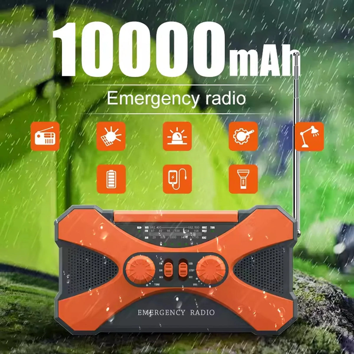 Emergency Radio | NOAA Alerts & Triple Charging | 10000mAh Power Bank