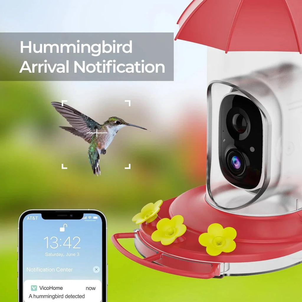 Bird Feeder | 1080P Wide-Angle Camera & Solar Charging