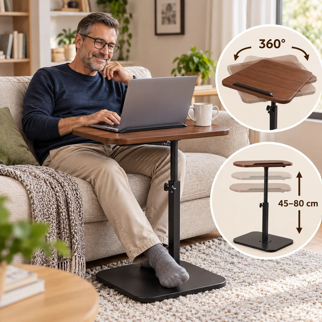 C-Shaped Laptop Table | Height-Adjustable & 360° Swivel | Tilting Tabletop