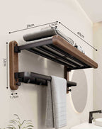 Towel Holder | Wooden & Wall-Mounted | No-Drill Adhesive Installation