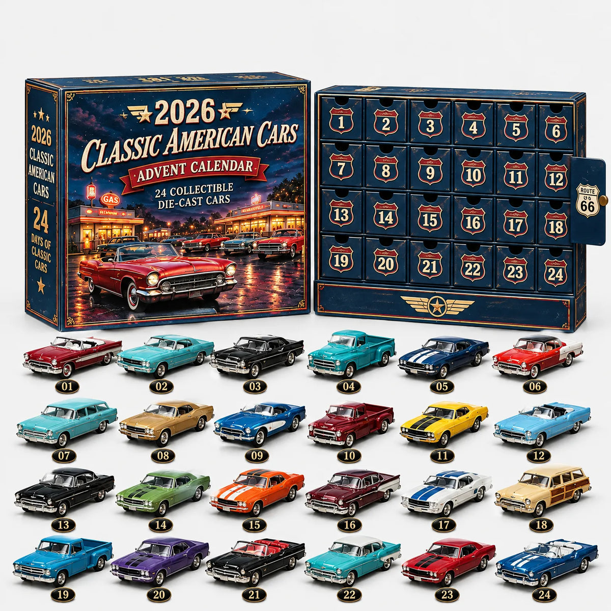 Advent Calendar | Die-Cast Miniature Vehicles | 24-Piece Set