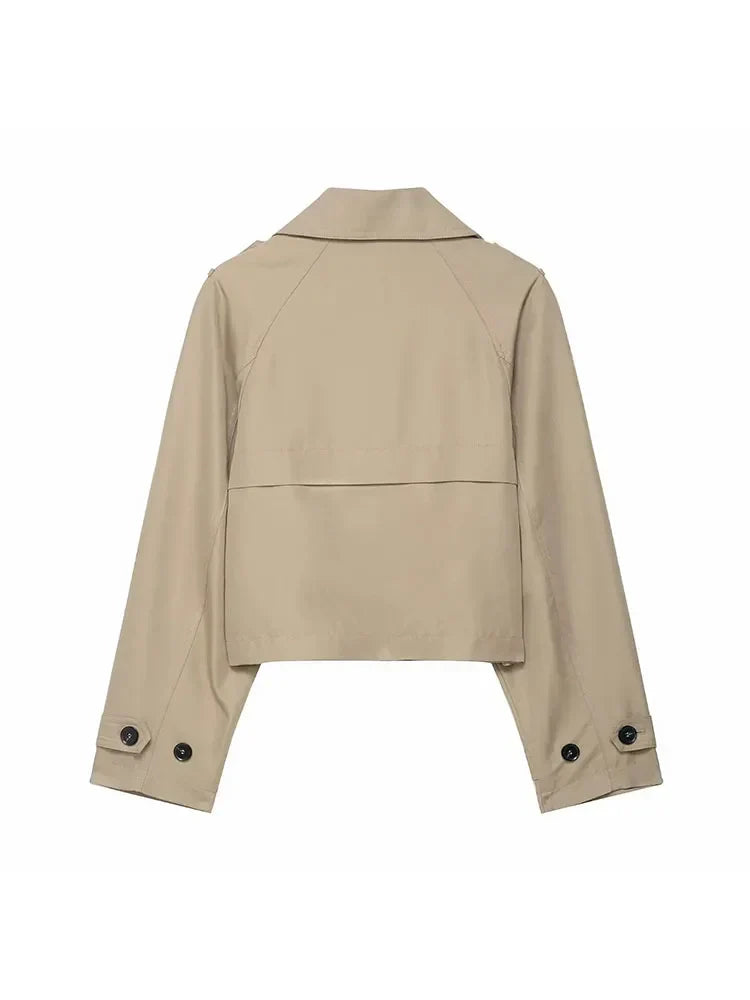 Trench Coat | Double-Breasted & Cropped | Functional Pockets
