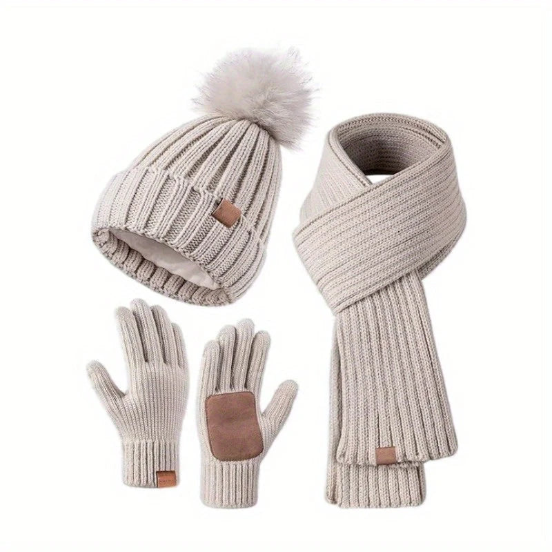 Hat, Scarf & Gloves Set | Knitted & Touchscreen | One Size