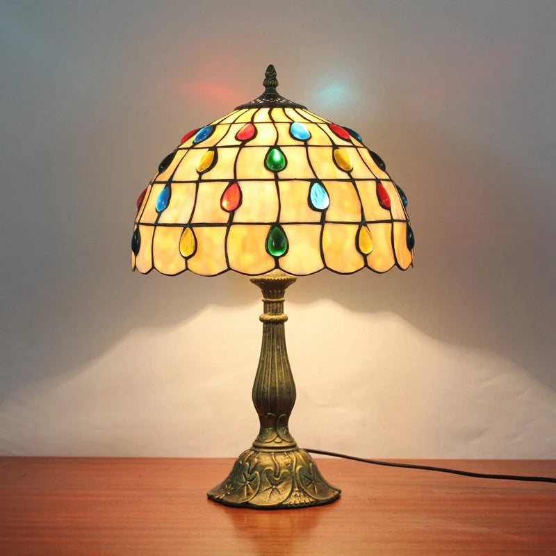 Desk Lamp | Tiffany-Inspired Shell Shade & Jewel Drops