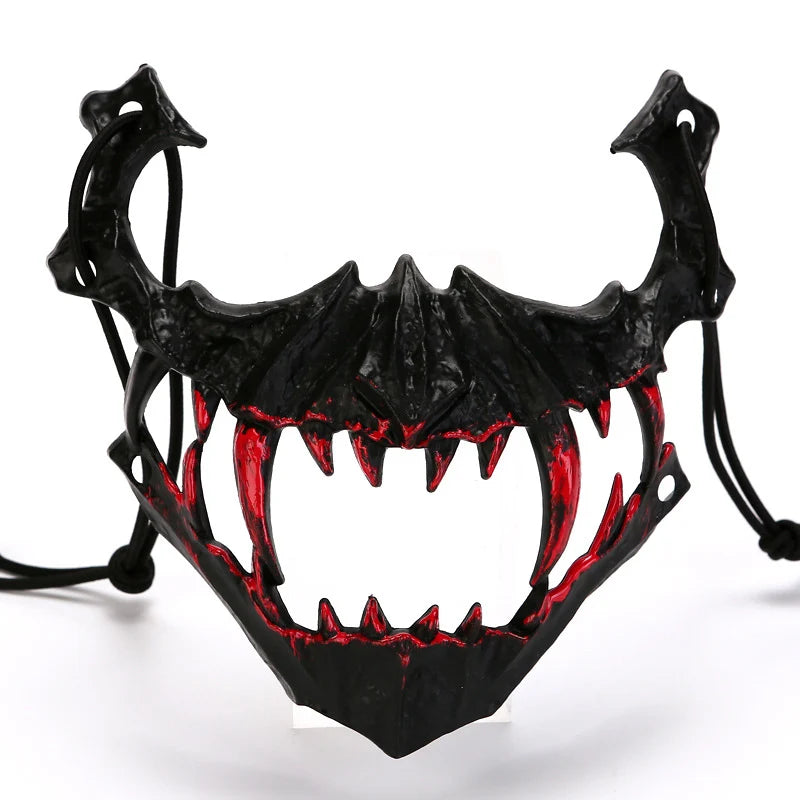 Half-Face Costume Mask | Sculpted Fangs & Adjustable Strap