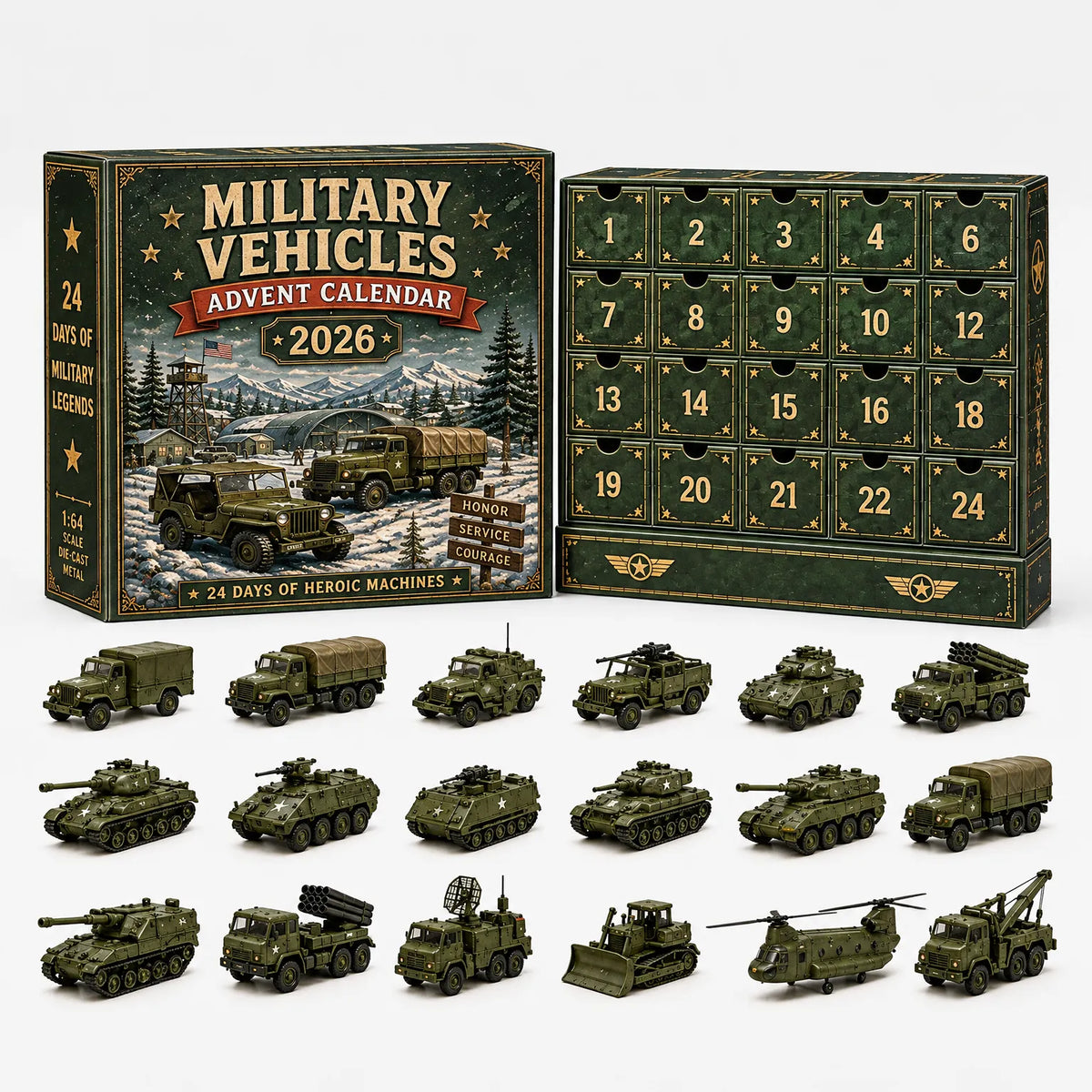 Vehicle Advent Calendar | Die-Cast Miniature Models | 24 Vehicles