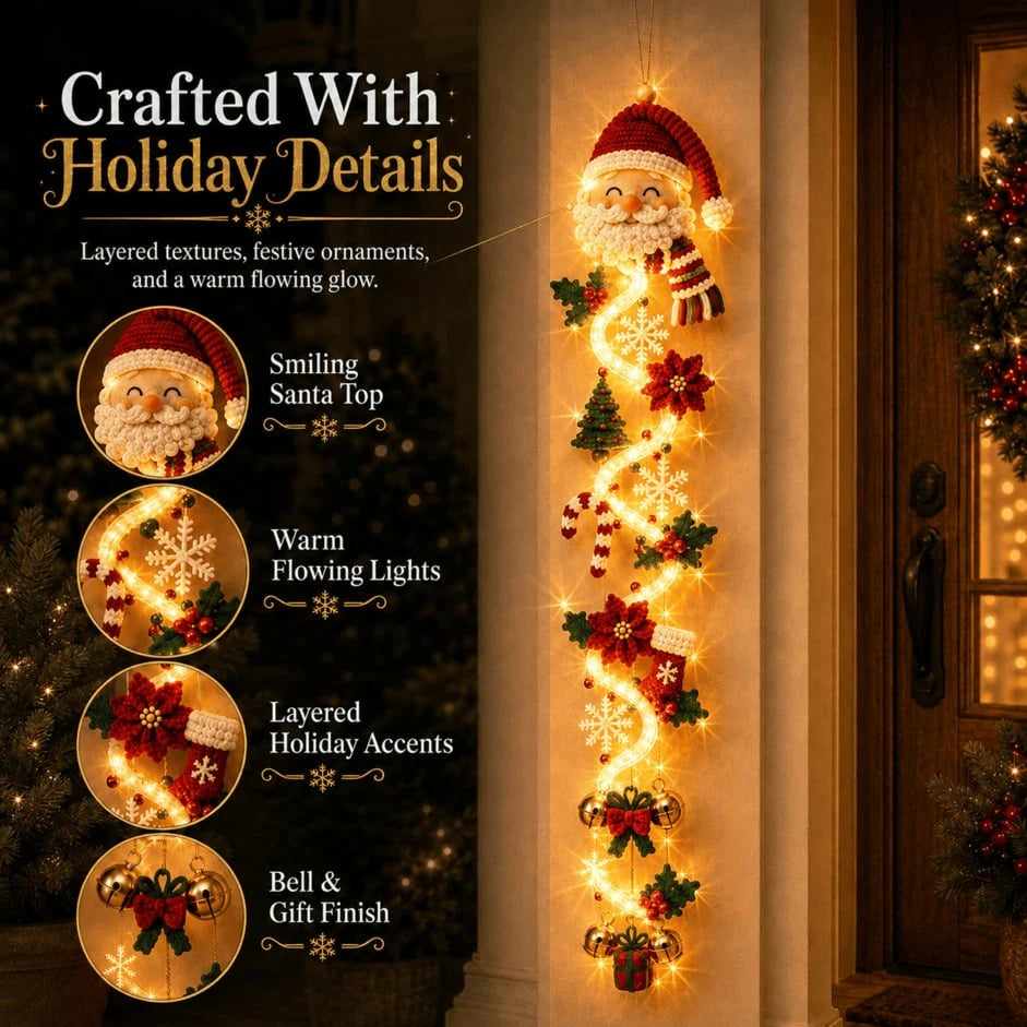 Christmas Door Hanger | Warm White Lights & Cordless | 70 cm