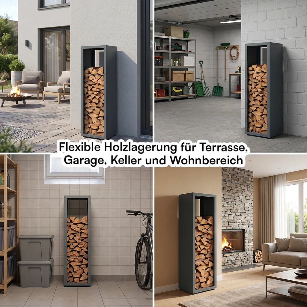 Firewood Rack | Galvanized Steel & Weather-Resistant | Adjustable Feet