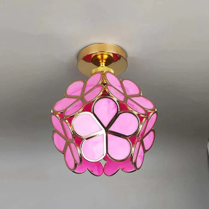 Pendant Lamp | Floral Petal Design & Glass & Metal | 30 cm Diameter