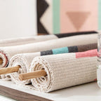 Macrame Wall Hanging | Handcrafted Cotton & Linen Geometric Fringe | 50 x 70 cm + 20 cm Fringe