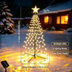 Outdoor LED Christmas Tree | Solar-Powered Spiral With Star | 90 cm