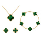 Jewelry Set | Mother Of Pearl Clover & 18K Gold-Plated | 3-Piece