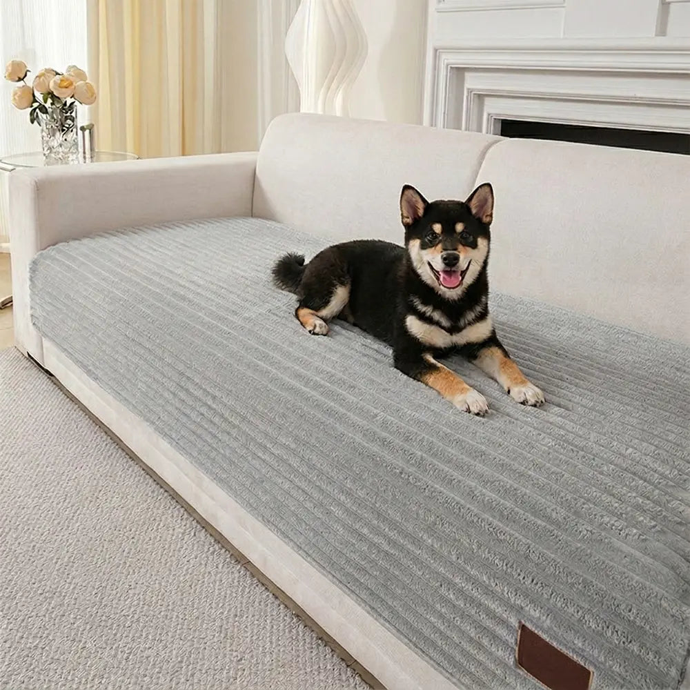 Sofa Cover | Plush Striped & Non-Slip | Machine Washable
